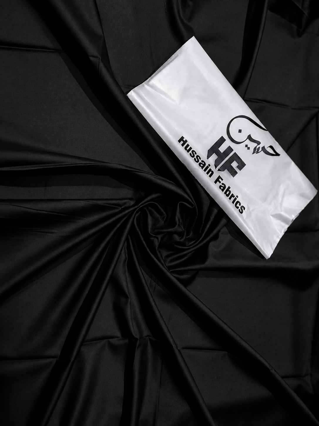 Hussain Fabrics Premium Italian Boski – Jet Black Unstitched Suit for Men