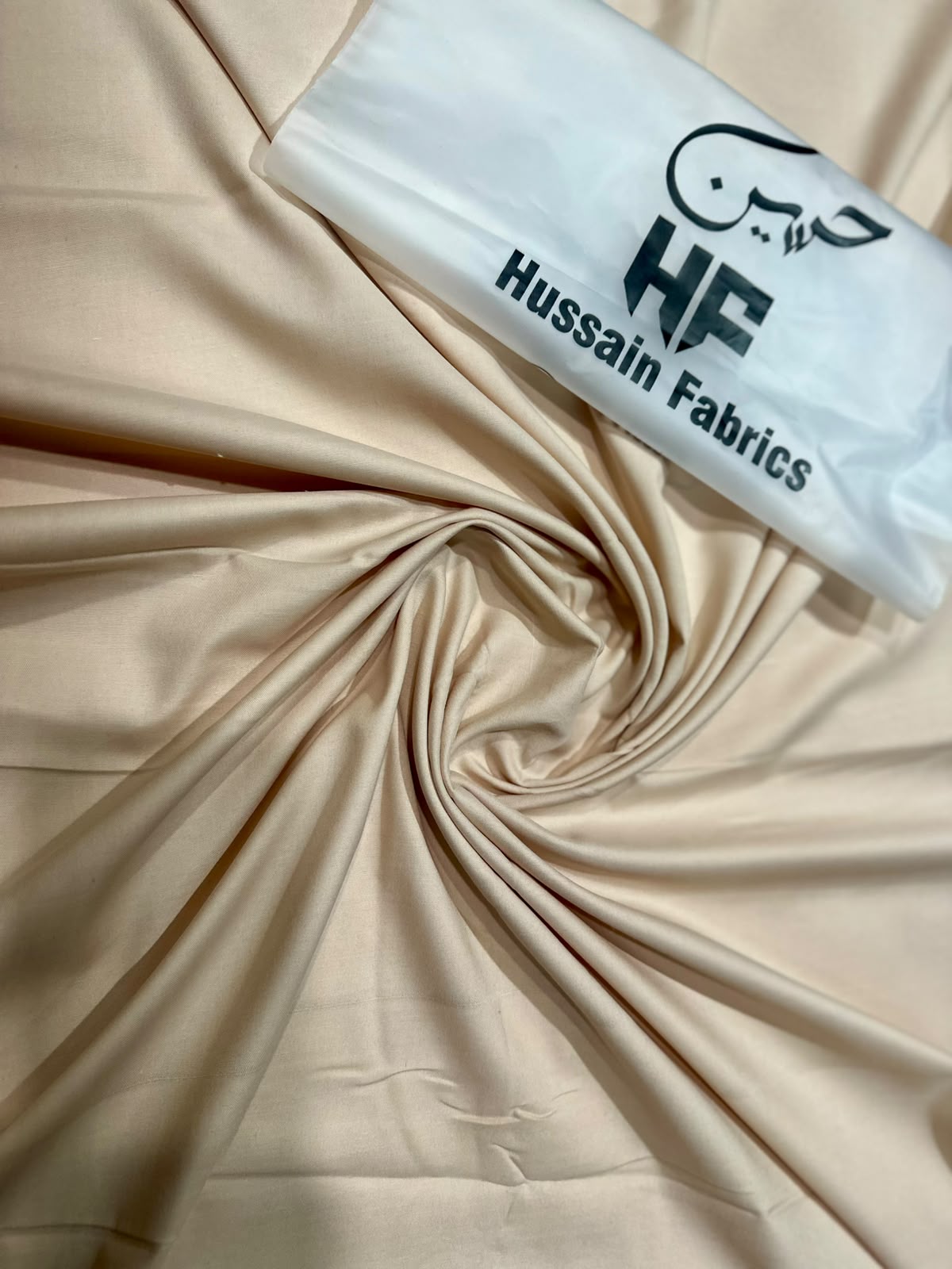 Hussain Fabrics Premium Italian Boski – Champagne Beige Unstitched Suit for Men