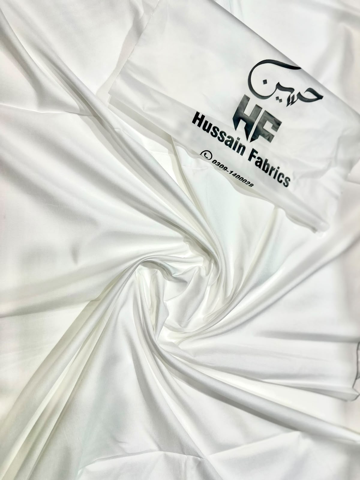 Hussain Fabrics Premium Italian Boski – Pure White Unstitched Suit for Men
