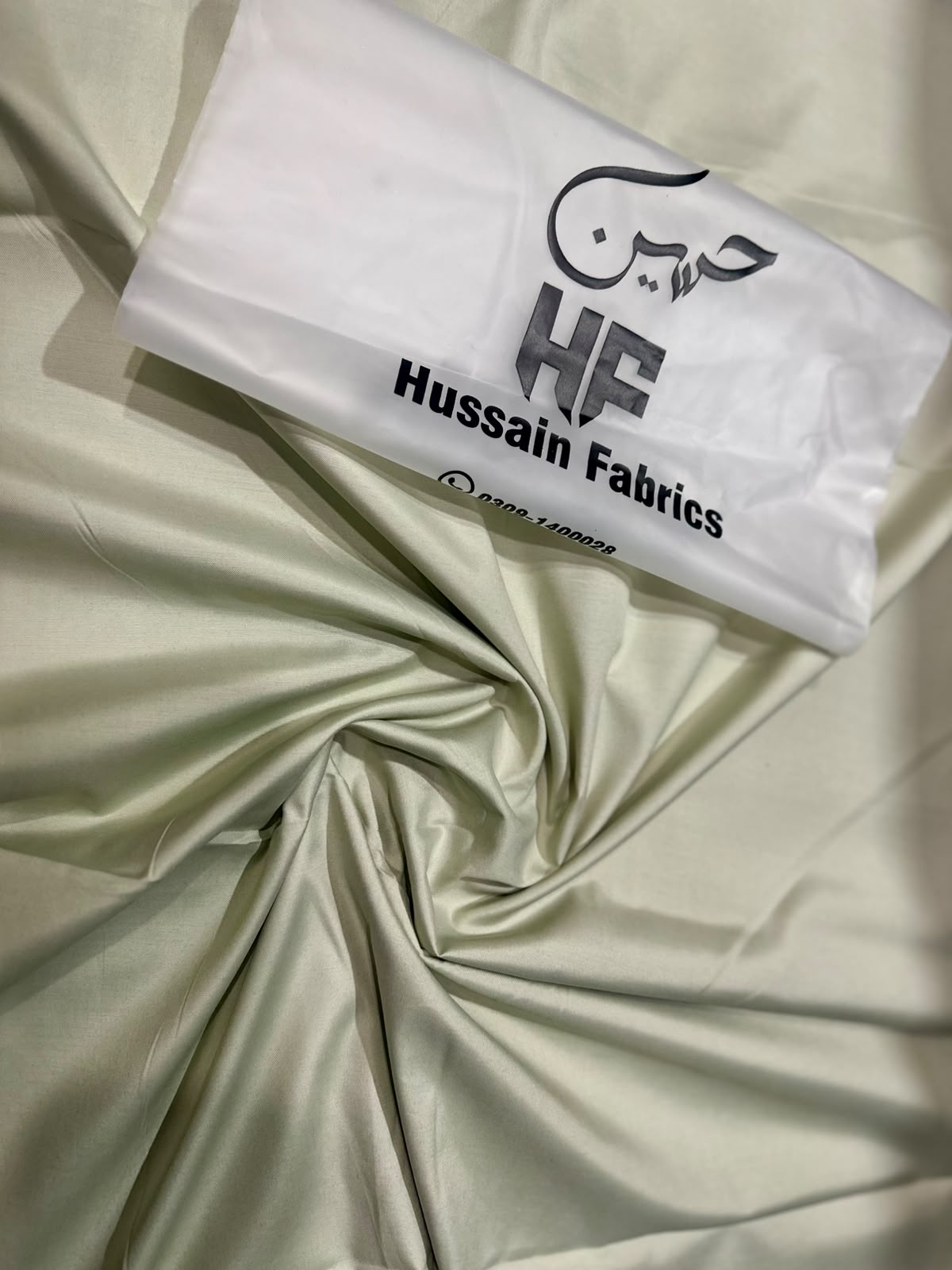 Hussain Fabrics Premium Italian Boski – Sage Mist Unstitched Suit for Men