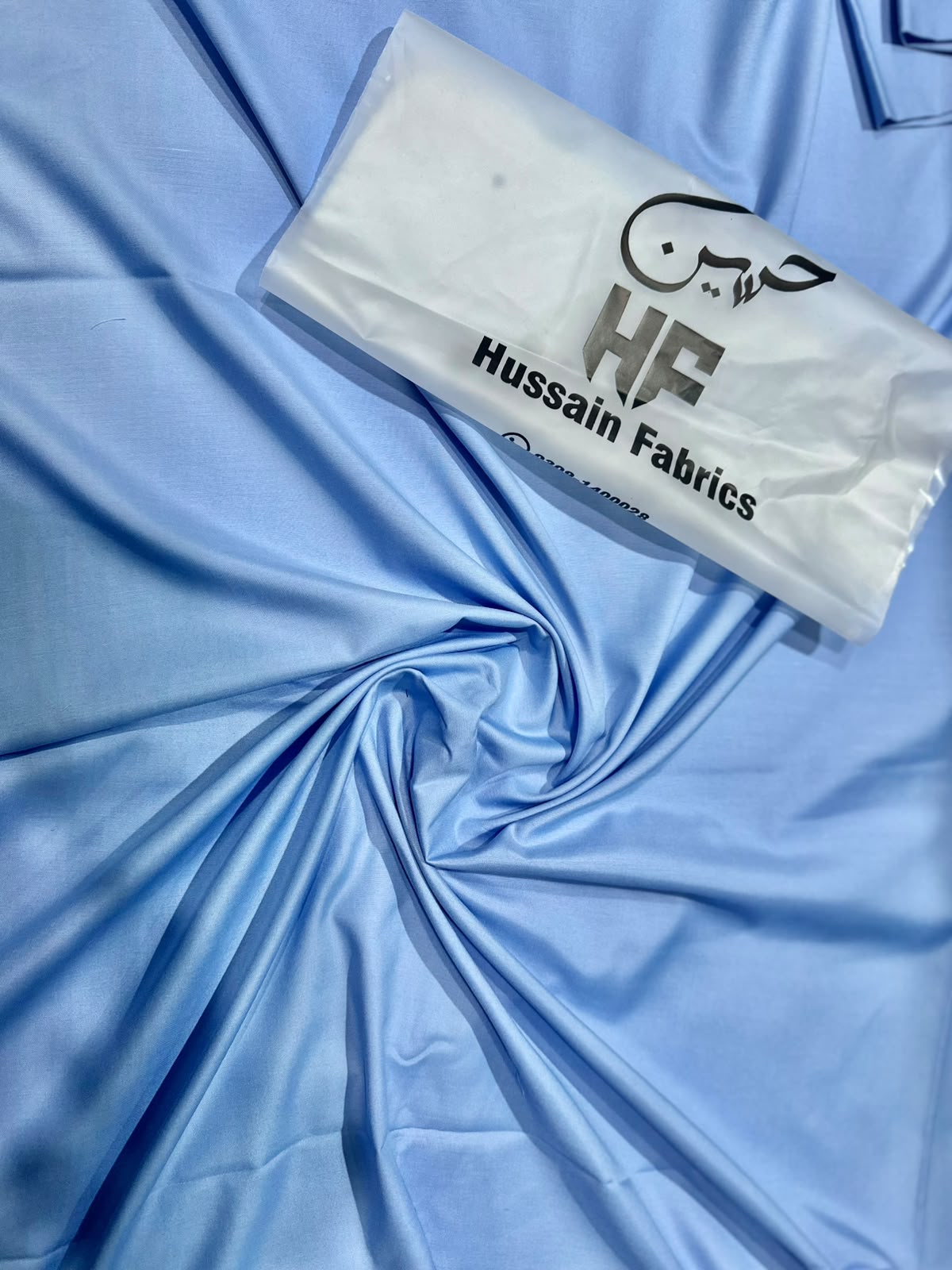 Hussain Fabrics Premium Italian Boski – Horizon Blue Unstitched Suit for Men